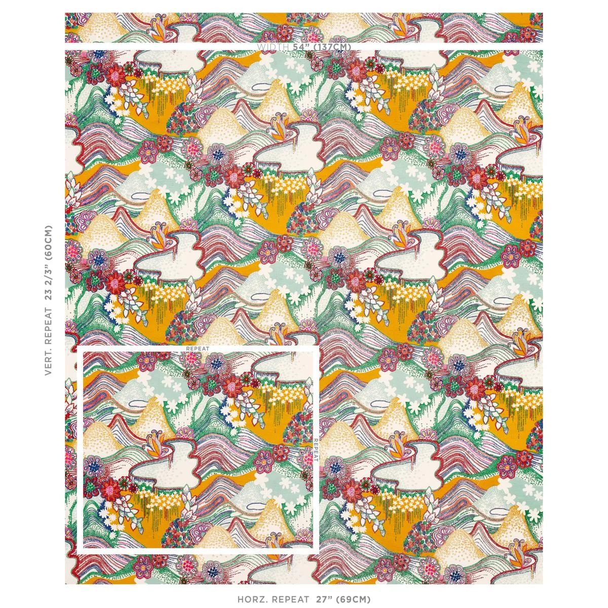 Schumacher 180130 Daisy Chain Primary Multi fabric swatch