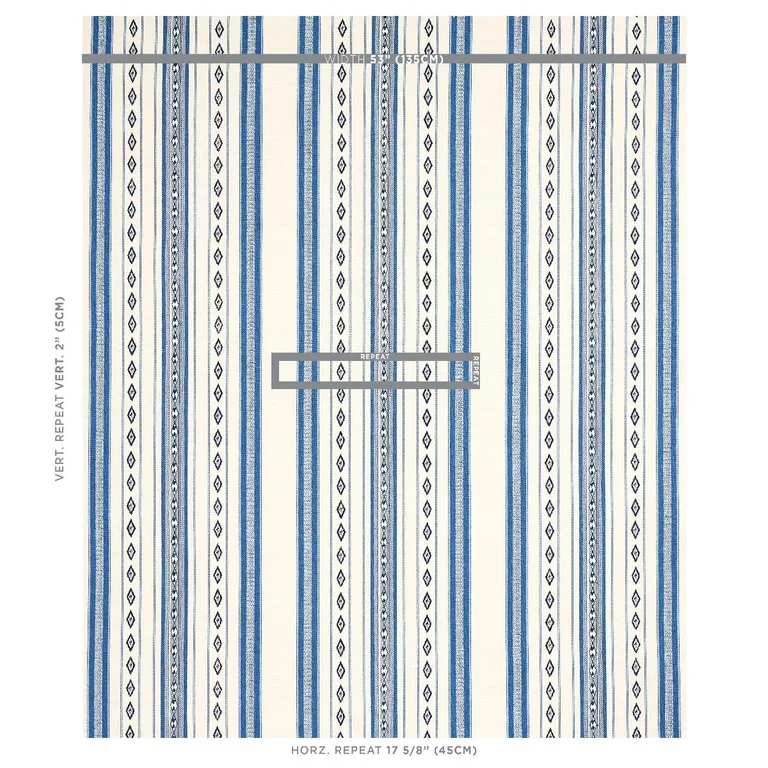 Schumacher 80271 Dakota Stripe Blue fabric swatch