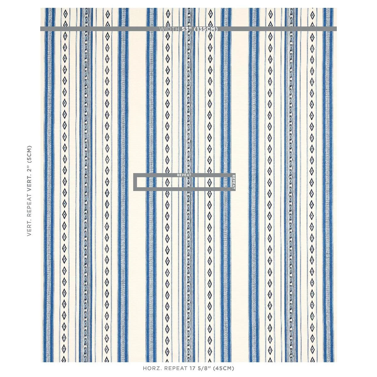 Schumacher 80271 Dakota Stripe Blue fabric swatch