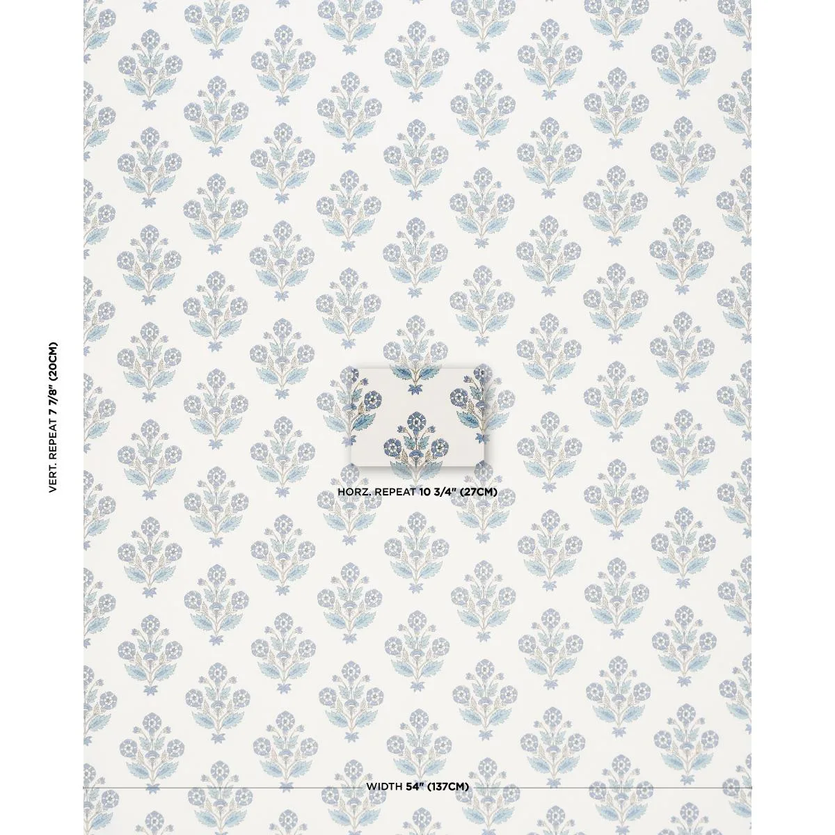 Schumacher 182910 Dalila Hand-Screen Print Blue fabric swatch
