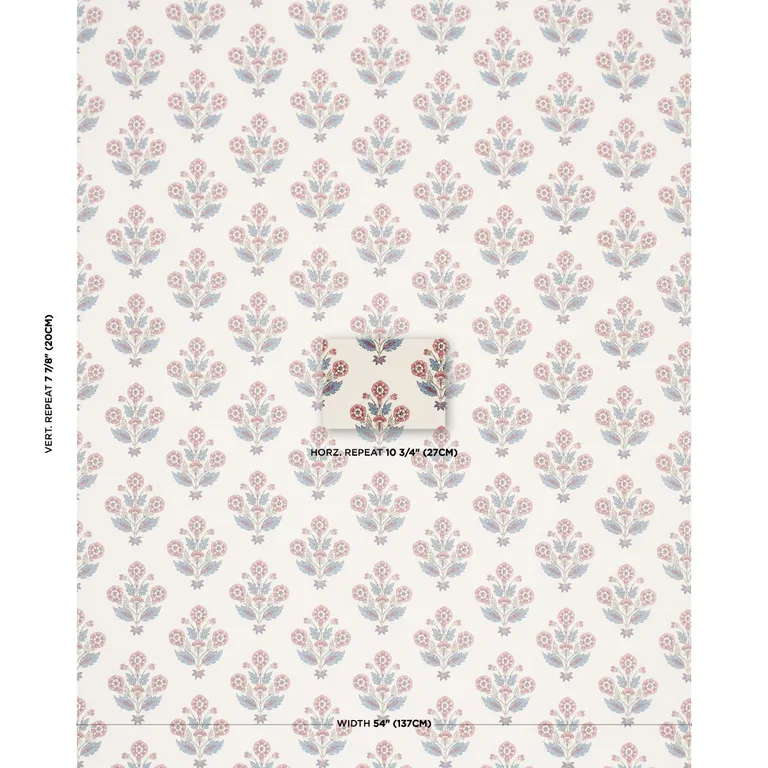 Schumacher 182912 Dalila Hand-Screen Print Red & Blue fabric swatch