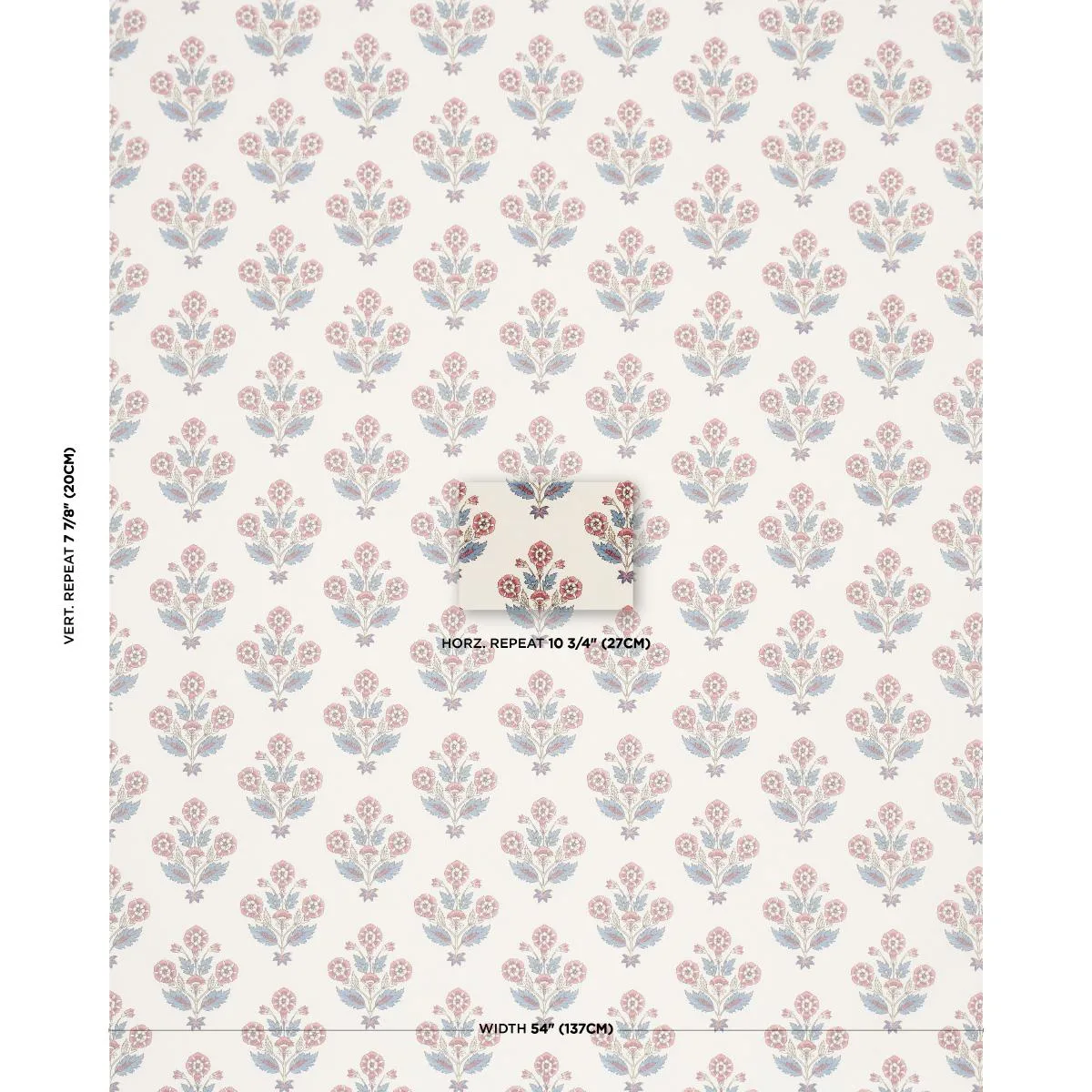 Schumacher 182912 Dalila Hand-Screen Print Red & Blue fabric swatch