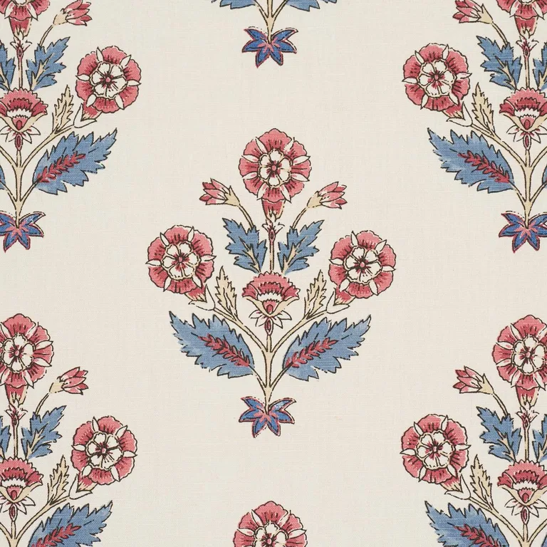 Schumacher 182912 Dalila Hand-Screen Print Red & Blue fabric swatch