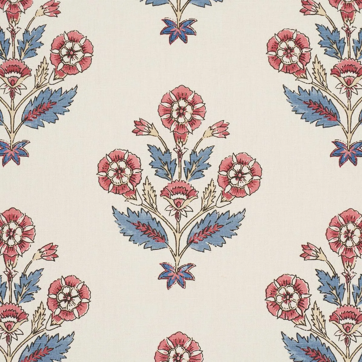 Schumacher 182912 Dalila Hand-Screen Print Red & Blue fabric swatch