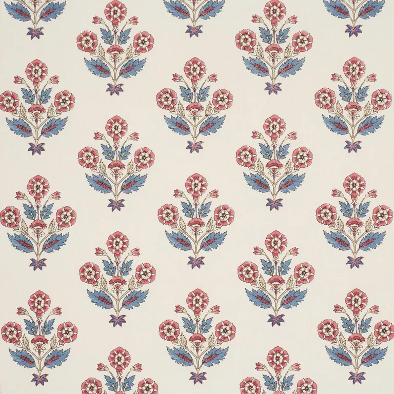 Schumacher 182912 Dalila Hand-Screen Print Red & Blue fabric swatch