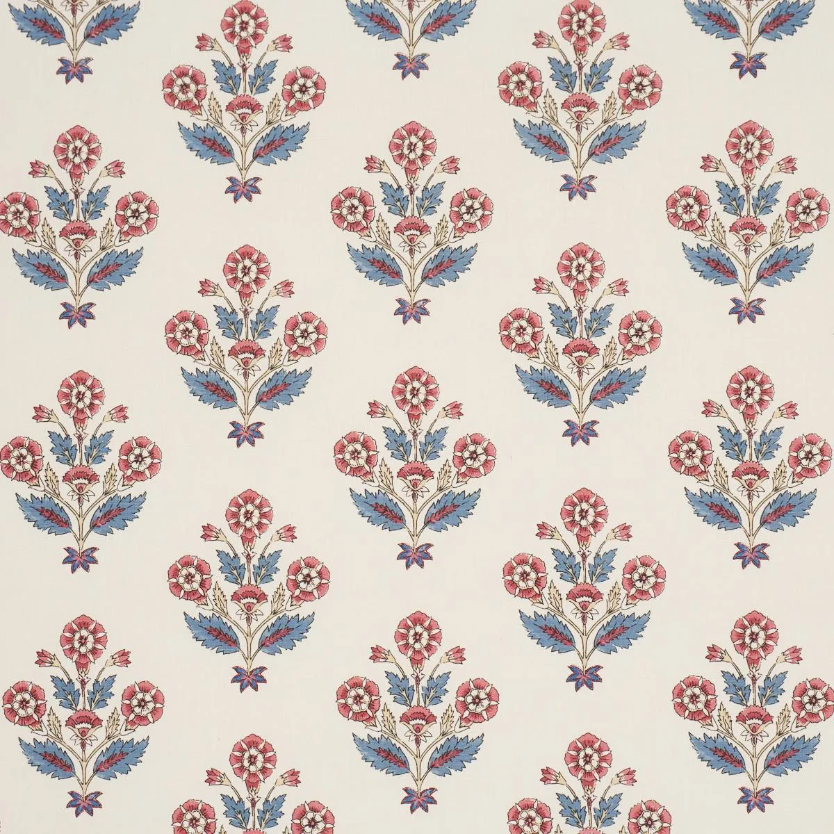 Schumacher 182912 Dalila Hand-Screen Print Red & Blue fabric swatch