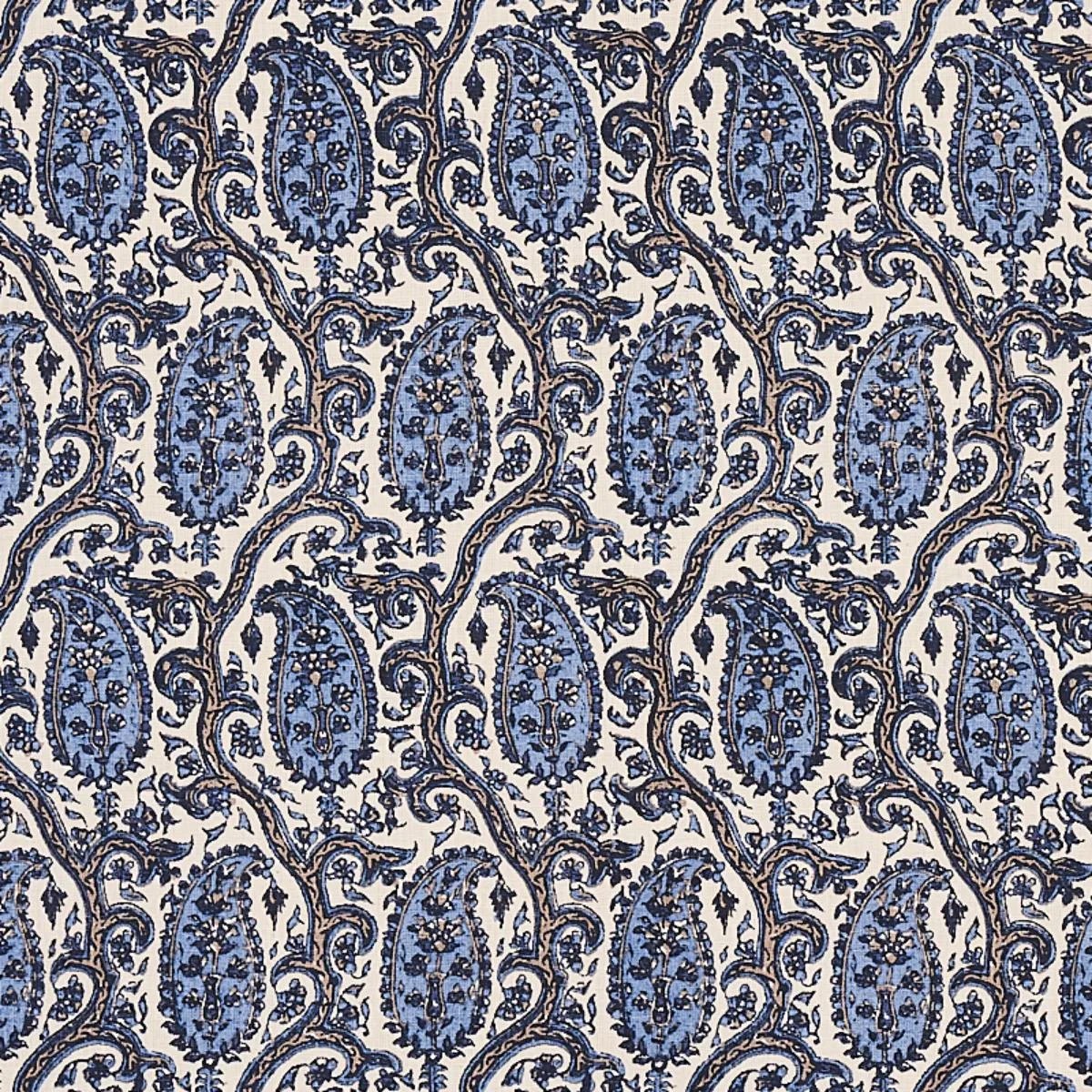 Schumacher 179961 Daria Paisley Indigo fabric swatch