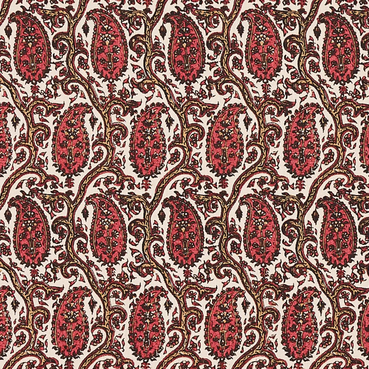 Schumacher 179960 Daria Paisley Maroon fabric swatch