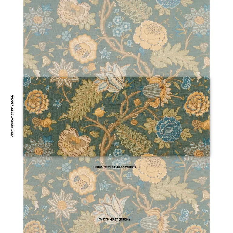 Schumacher 181880 Darsy Tree Of Life Juniper fabric swatch