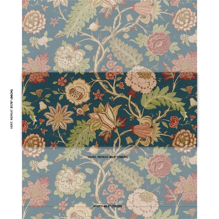 Schumacher 181881 Darsy Tree Of Life Peacock fabric swatch