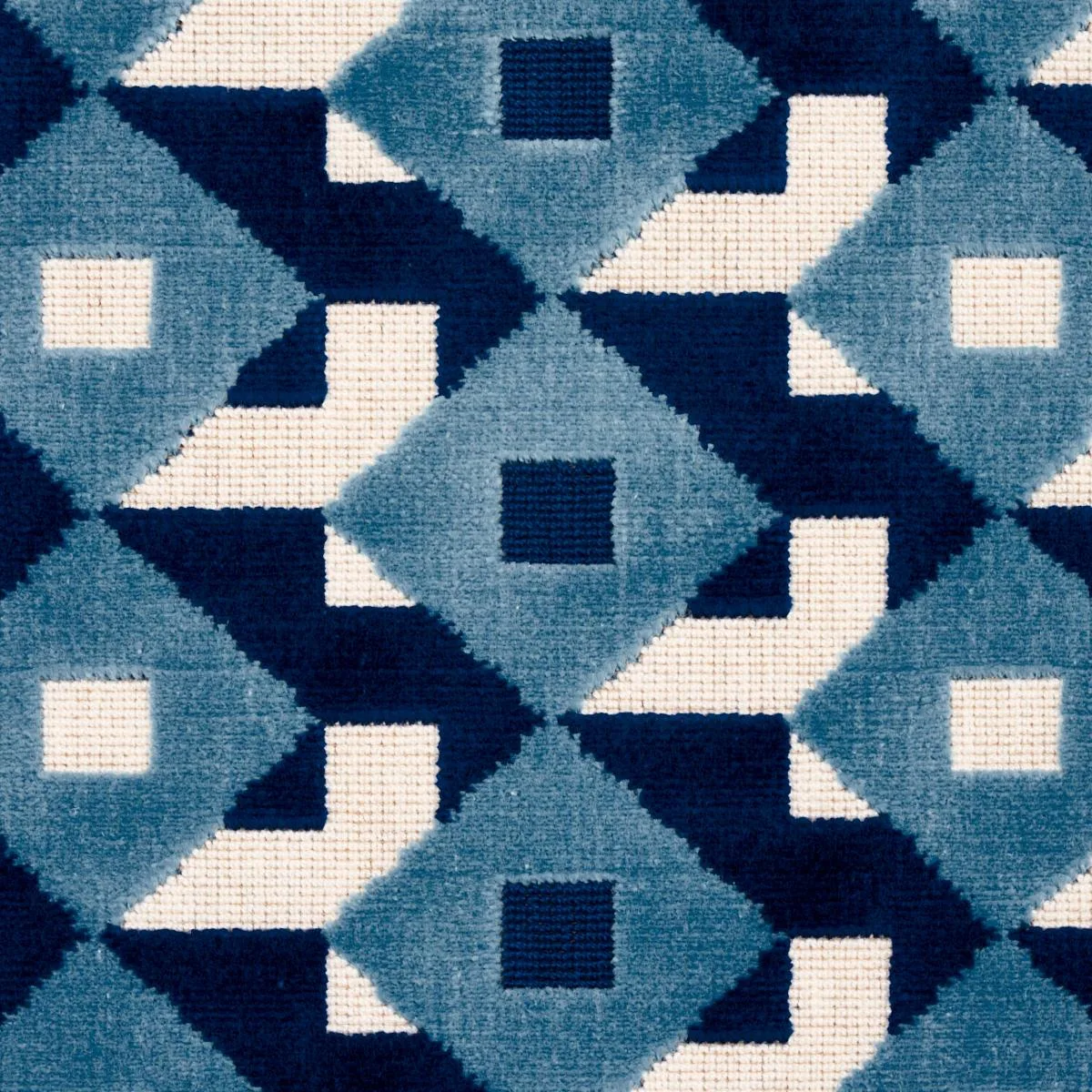 Schumacher 77243 Dazzle Ship Velvet Azure fabric swatch