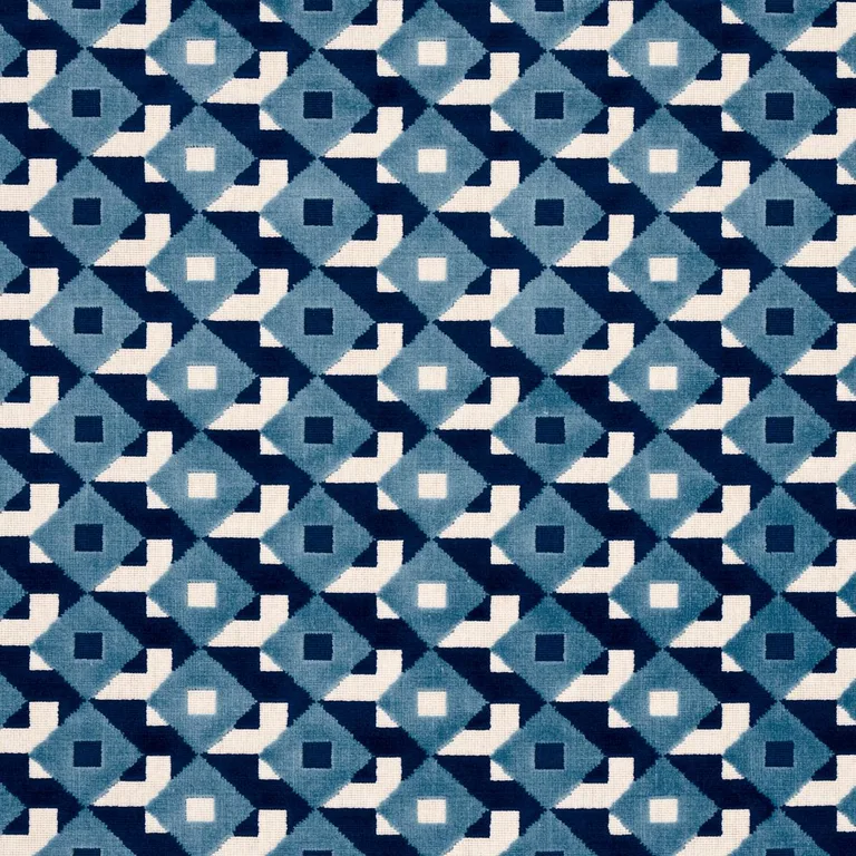 Schumacher 77243 Dazzle Ship Velvet Azure fabric swatch