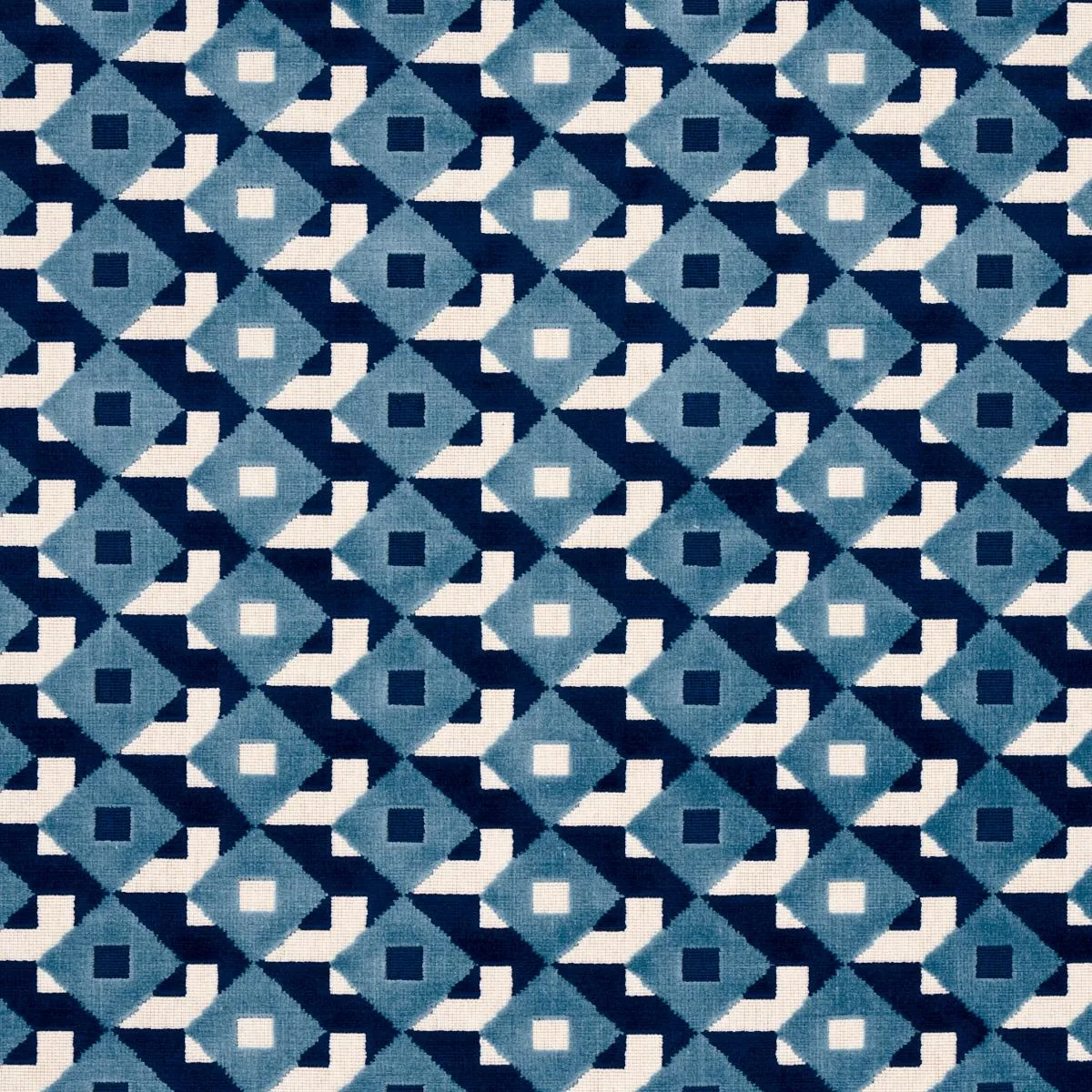 Schumacher 77243 Dazzle Ship Velvet Azure fabric swatch