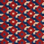 Schumacher 77241 Dazzle Ship Velvet Blue & Red fabric swatch