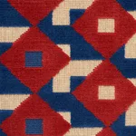 Schumacher 77241 Dazzle Ship Velvet Blue & Red fabric swatch