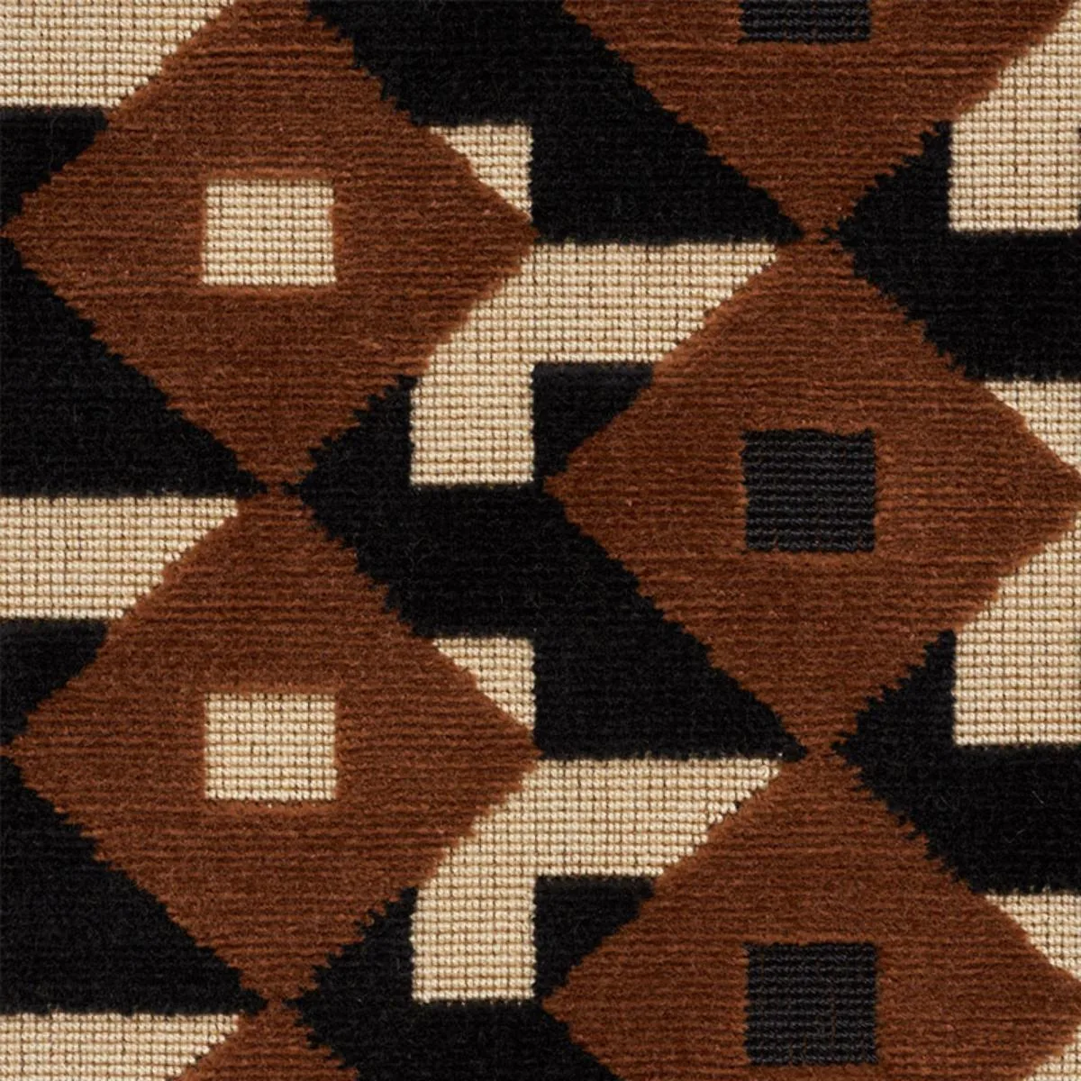 Schumacher 77242 Dazzle Ship Velvet Brown & Black fabric swatch