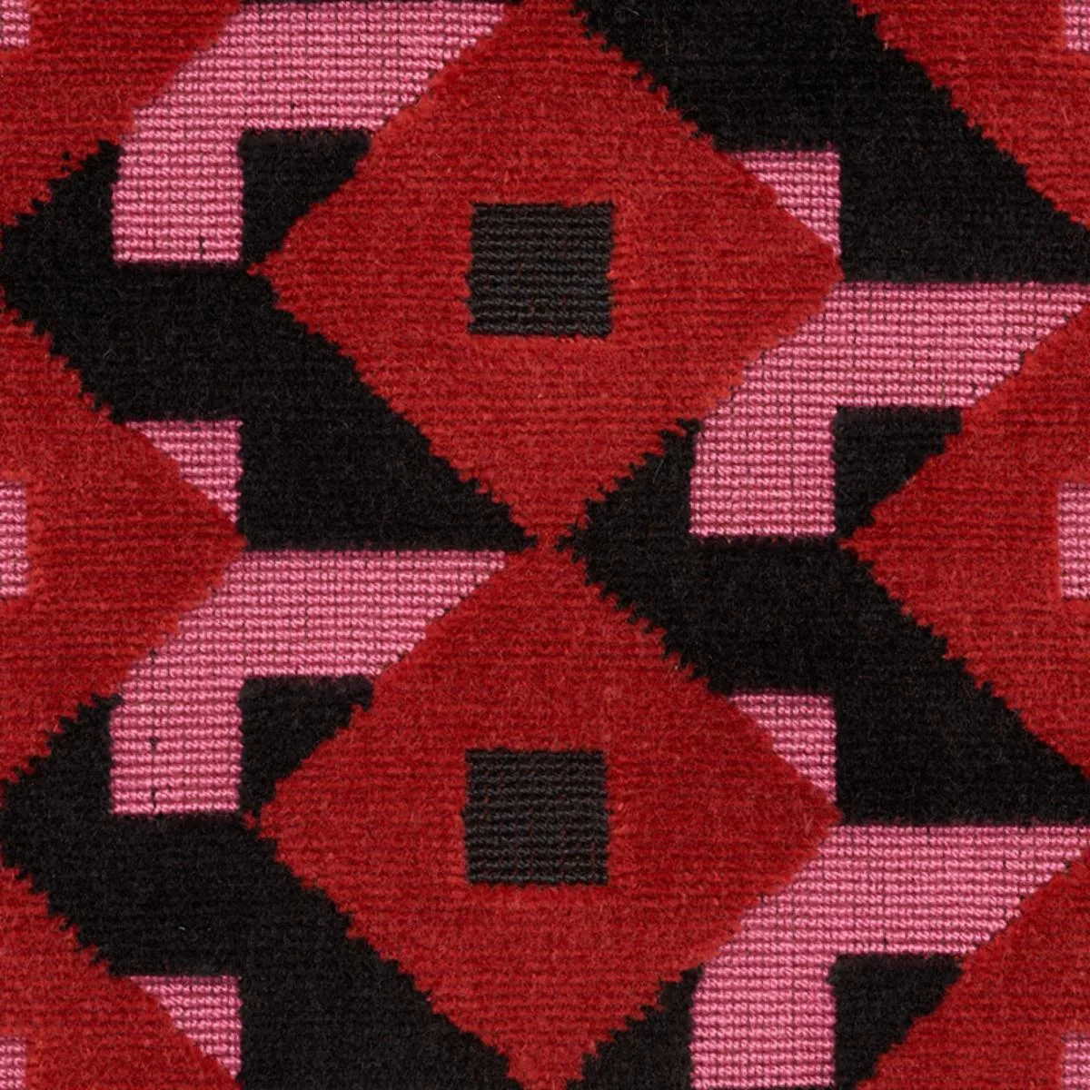 Schumacher 77240 Dazzle Ship Velvet Pink & Black fabric swatch