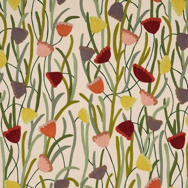 Schumacher 81560 Deco Flower Embroidery Multi fabric swatch