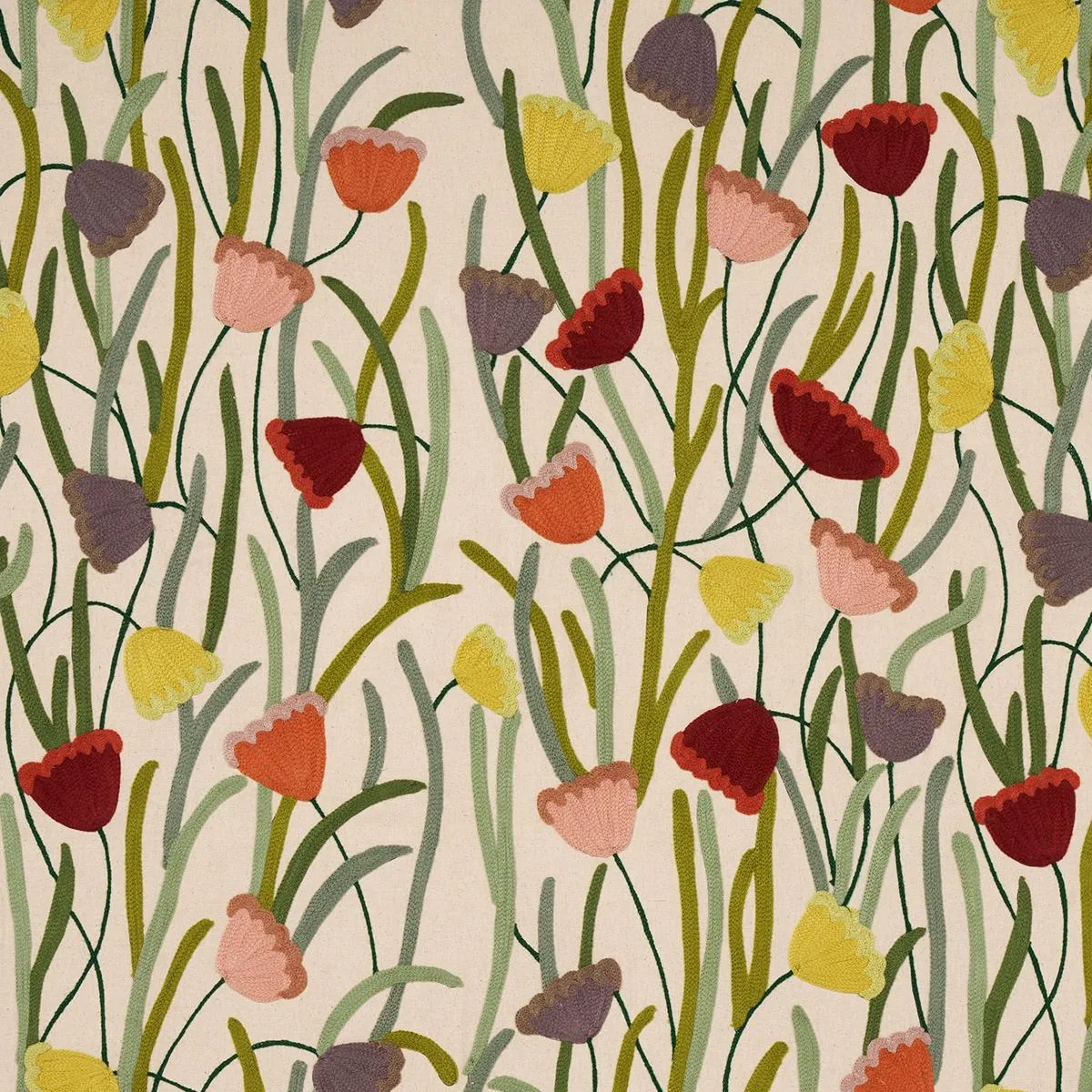 Schumacher 81560 Deco Flower Embroidery Multi fabric swatch
