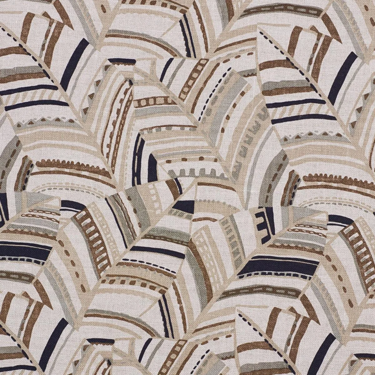 Schumacher 178651 Deco Leaves Neutral fabric swatch