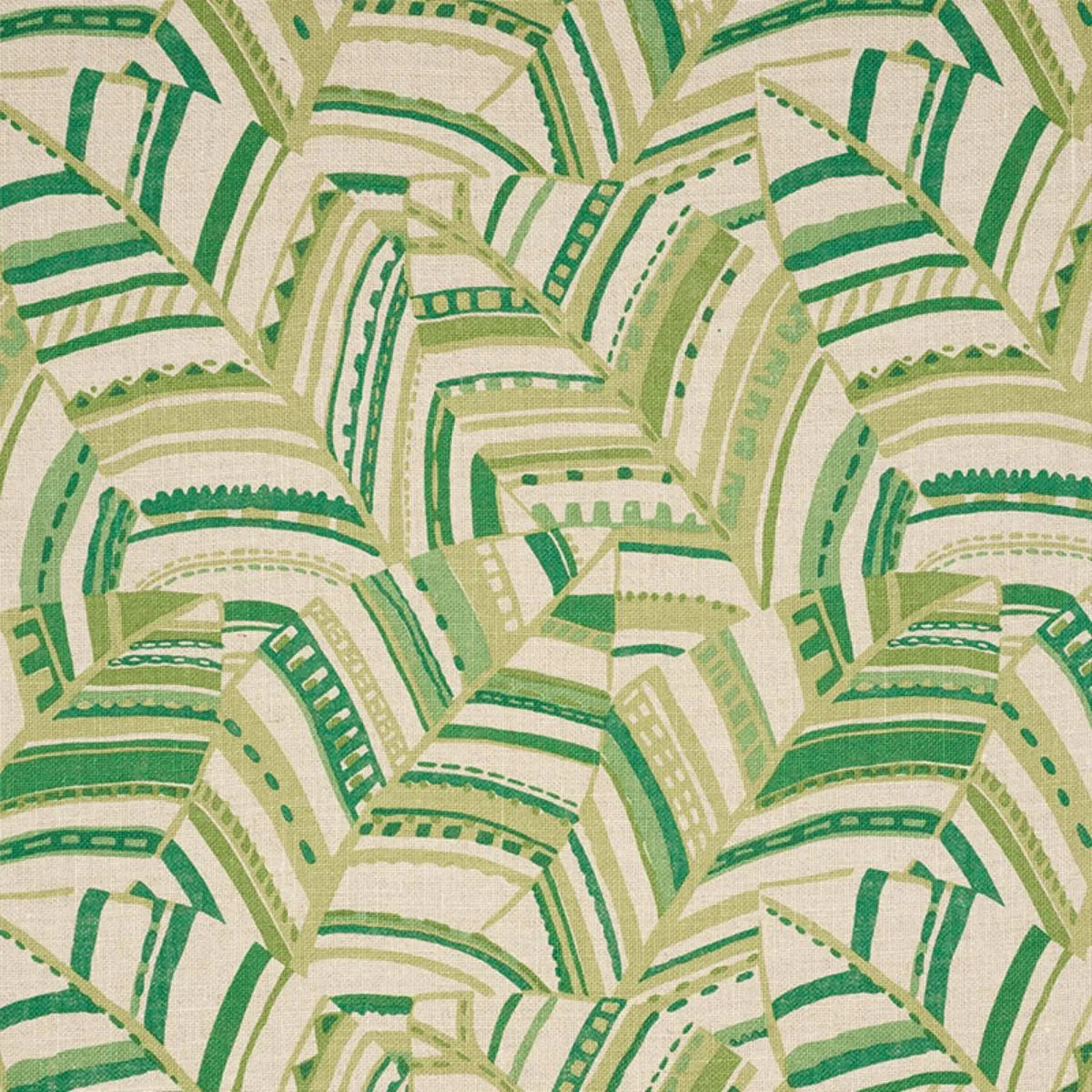 Schumacher 178650 Deco Leaves Palm fabric swatch