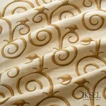 Schumacher RF447CS80 Deco Spirals Champagne fabric swatch