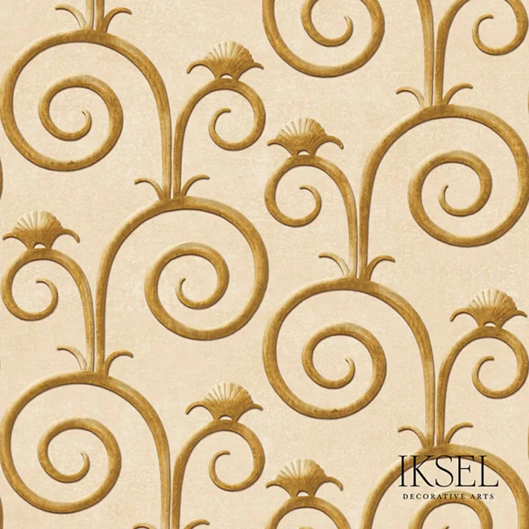 Schumacher RF447CS80 Deco Spirals Champagne fabric swatch