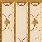 Schumacher RF441CS80 Deco Stripe Champagne fabric swatch