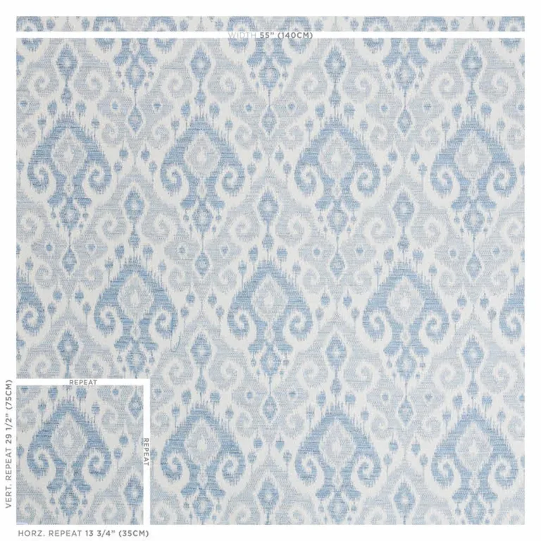 Schumacher 77360 Dedra Sky fabric swatch
