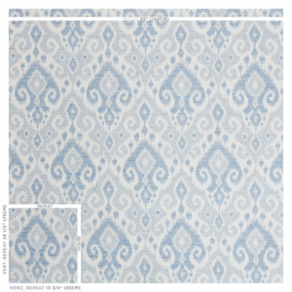 Schumacher 77360 Dedra Sky fabric swatch