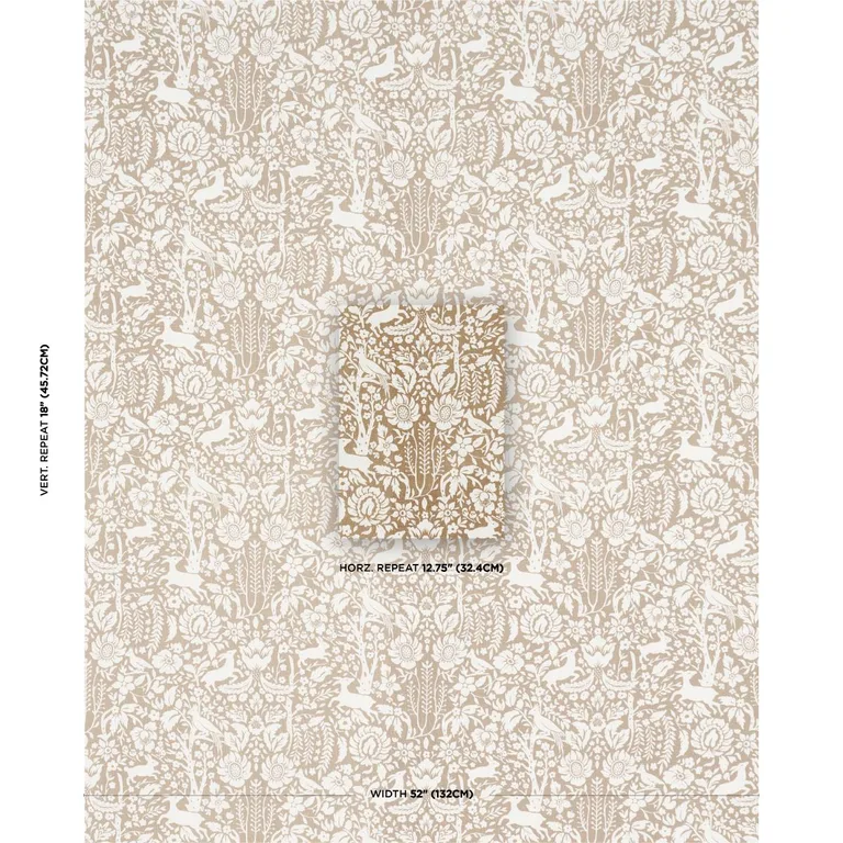 Schumacher 182172 Deerfield Mocha fabric swatch