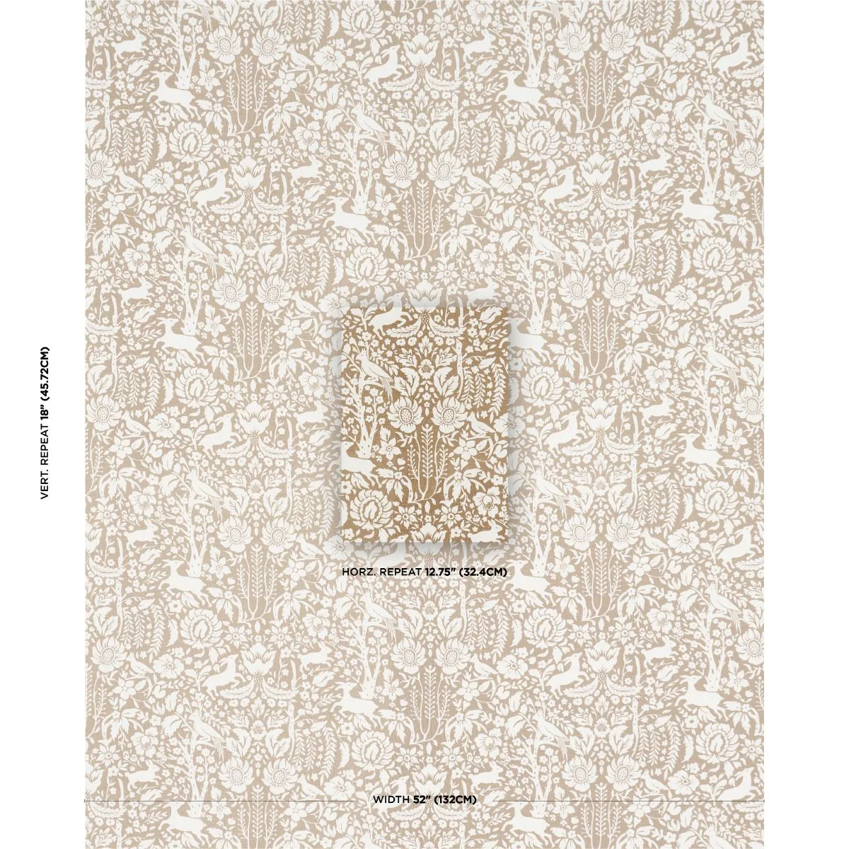 Schumacher 182172 Deerfield Mocha fabric swatch