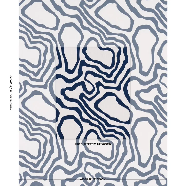 Schumacher 84432 Defeo Embroidery Indigo fabric swatch