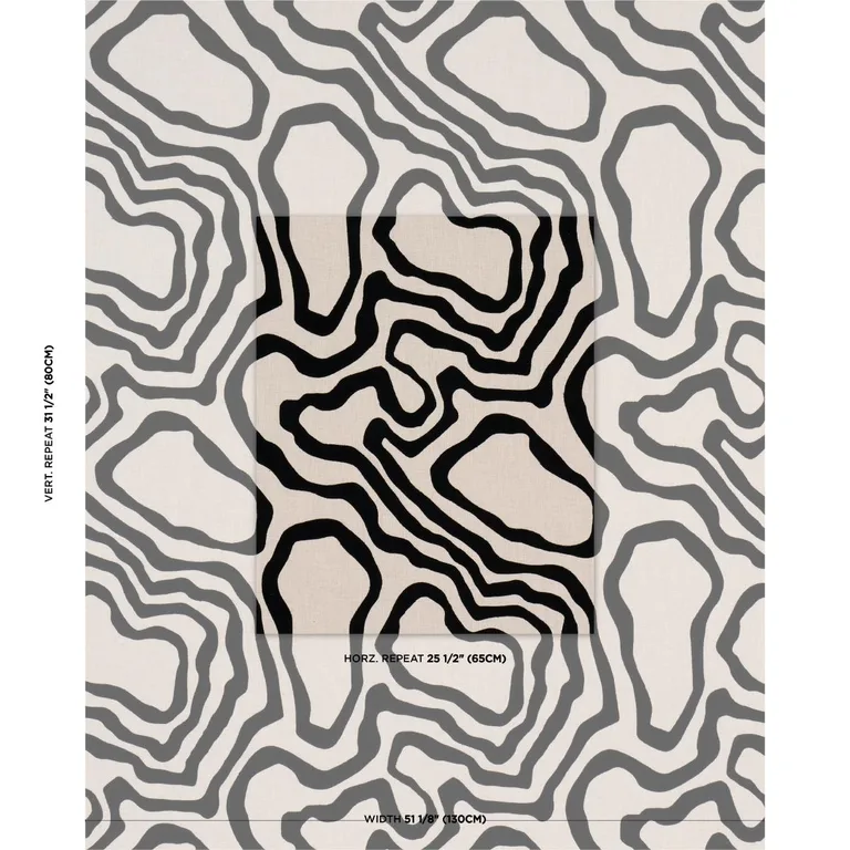 Schumacher 84430 Defeo Embroidery Noir fabric swatch