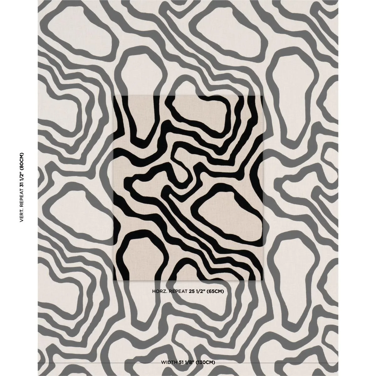 Schumacher 84430 Defeo Embroidery Noir fabric swatch