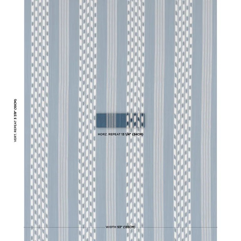 Schumacher 87241 Deja Stripe Indigo fabric swatch