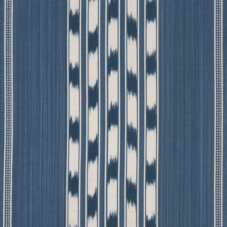 Schumacher 87241 Deja Stripe Indigo fabric swatch