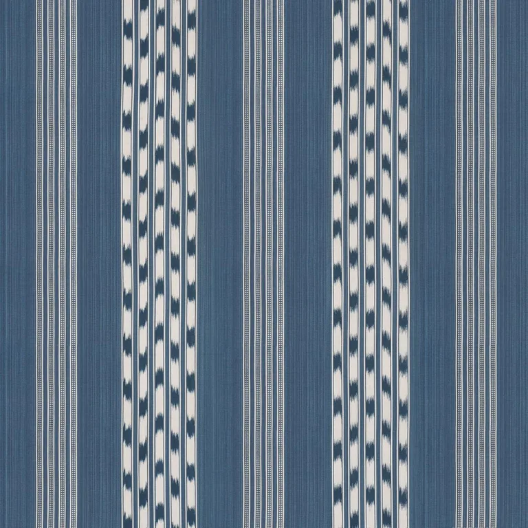 Schumacher 87241 Deja Stripe Indigo fabric swatch