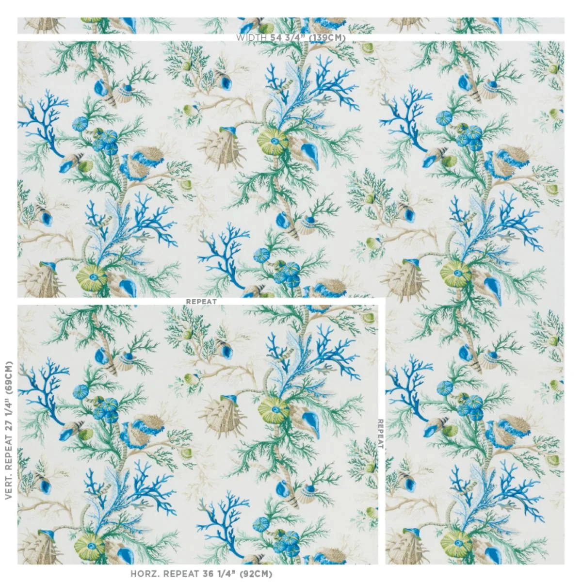 Schumacher 178760 Del Tesoro Blue & Green fabric swatch