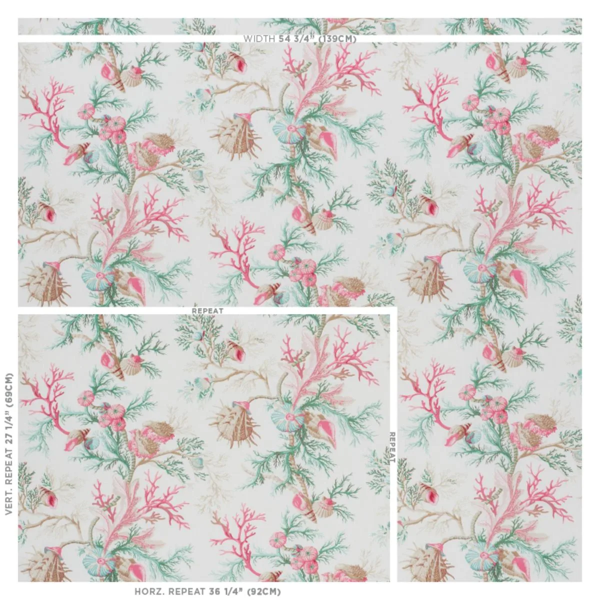 Schumacher 178761 Del Tesoro Pink & Aqua fabric swatch