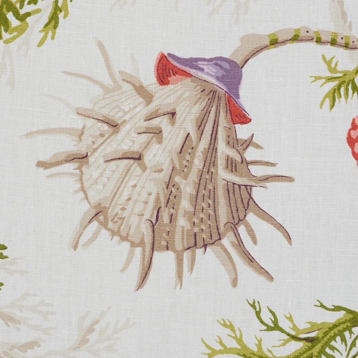 Schumacher 178762 Del Tesoro Purple & Coral fabric swatch