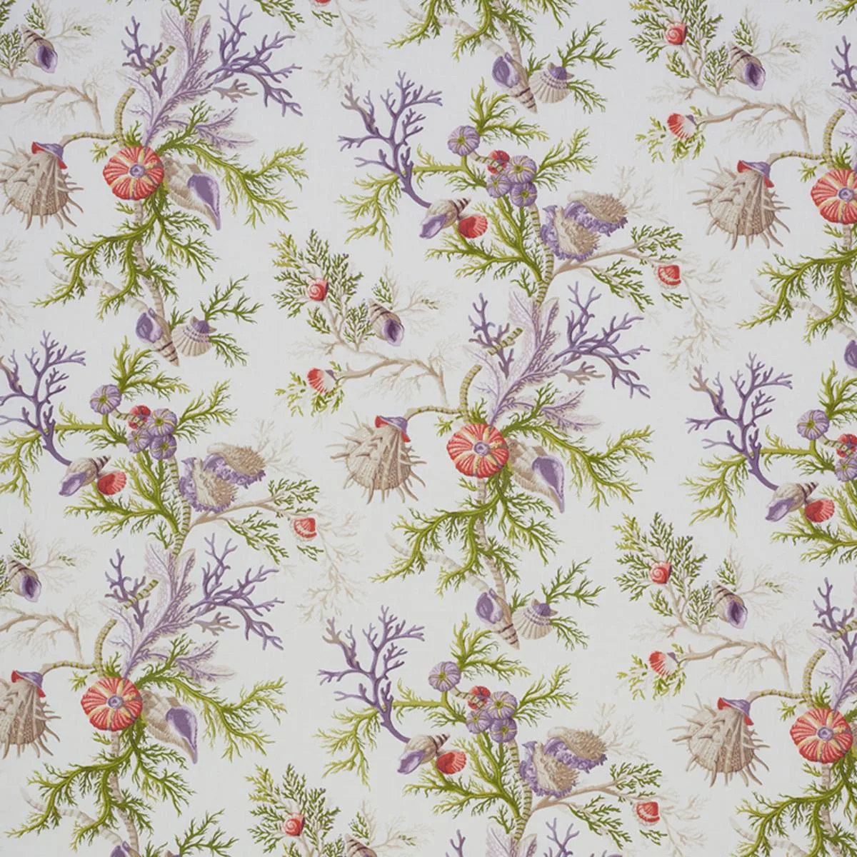 Schumacher 178762 Del Tesoro Purple & Coral fabric swatch