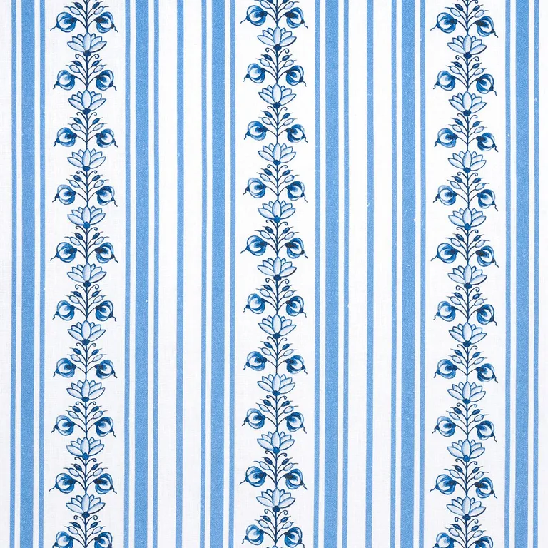 Schumacher 180660 Delft Stripe Cornflower Blue fabric swatch