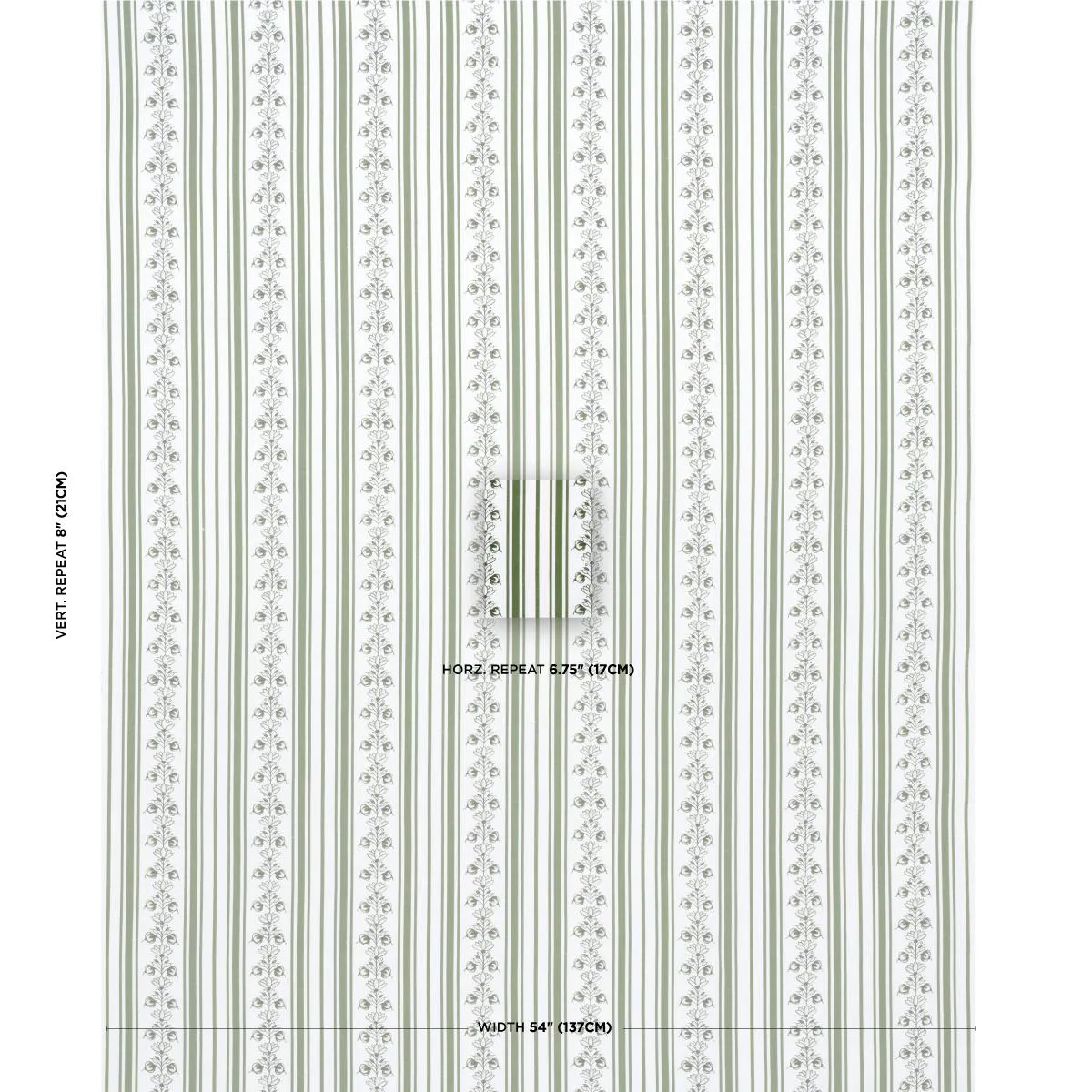Schumacher 180661 Delft Stripe Green fabric swatch