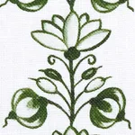 Schumacher 180661 Delft Stripe Green fabric swatch