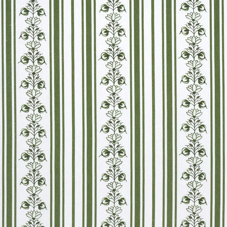 Schumacher 180661 Delft Stripe Green fabric swatch
