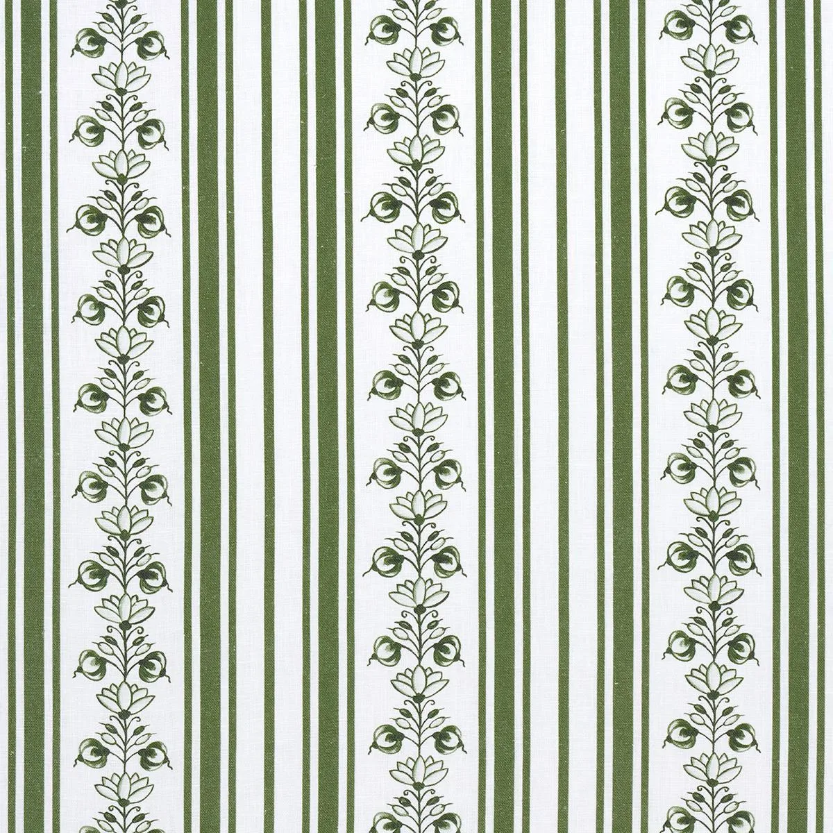 Schumacher 180661 Delft Stripe Green fabric swatch