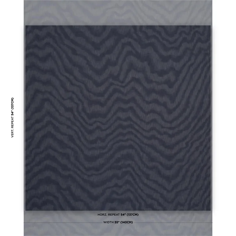 Schumacher 86960 Denim Moiré Denim fabric swatch