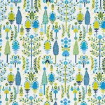 Schumacher 79821 Desna Embroidery Blue & Green fabric swatch