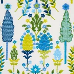 Schumacher 79821 Desna Embroidery Blue & Green fabric swatch